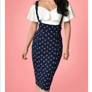 Sabrina Anchor Suspender Pencil Skirt Pin up